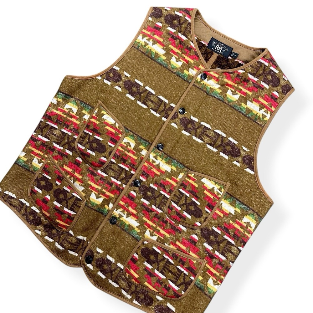 RRL Polo Ralph Lauren Native Beacon Pile Vest Fleece Lined‎ Southwest Men's XL * - Picture 3 of 16